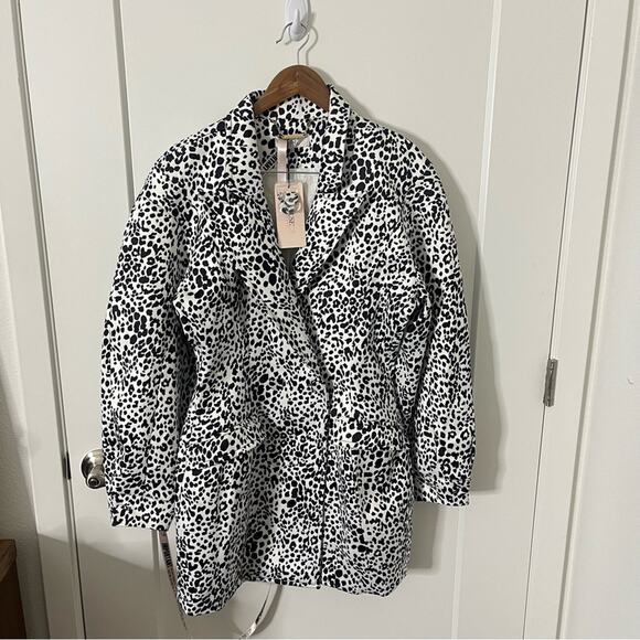NWT House Of CB Black & White Animal Printed Satin Blazer Dress Womens Size L - Picture 7 of 11